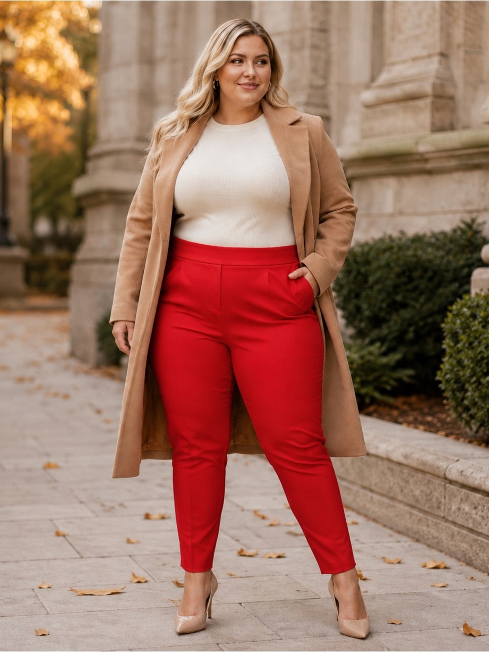 🔥Worthington Woman Red Perfect Trouser Pants 20W Bold Chic Career Vacation Style